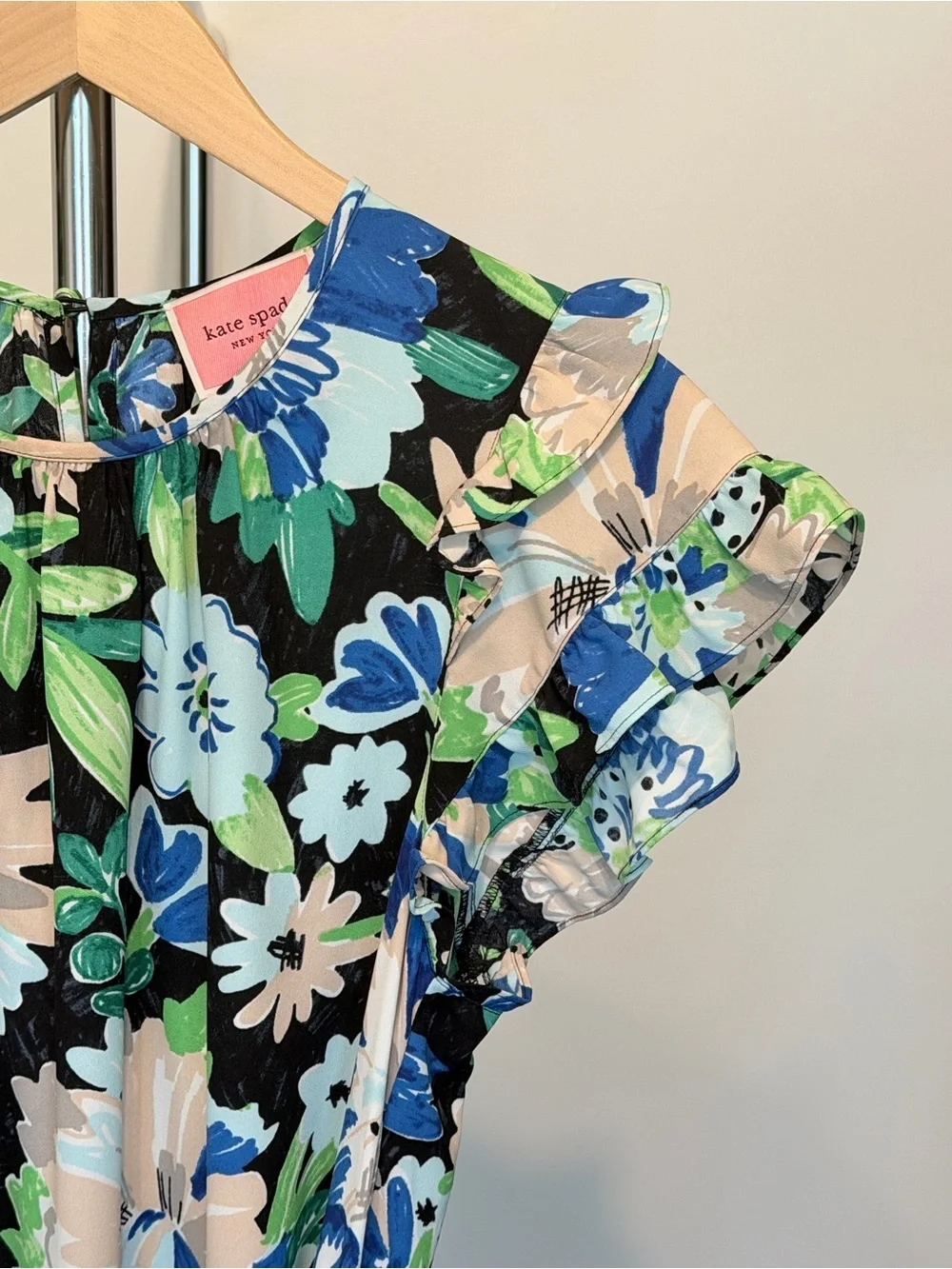 Kate Spade Full Bloom Vibrant Floral Flutter Sleeve Mini Dress Women’s Size 10